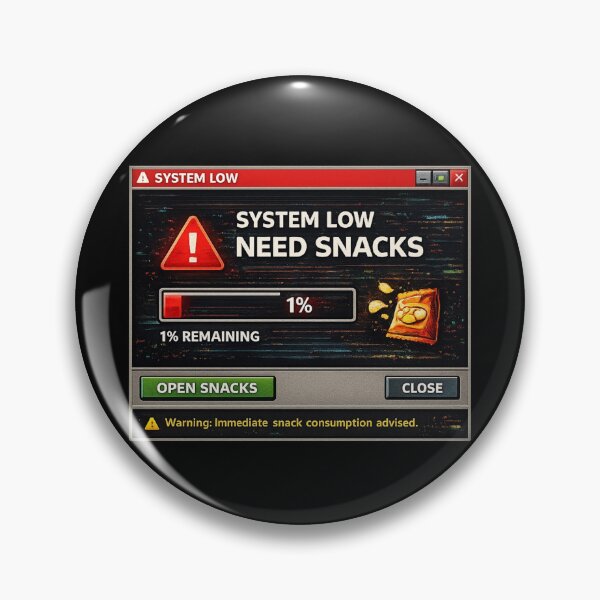 Item preview, System Low Need Snacks Funny Tech Food Design designed and sold by Timeless Junction.