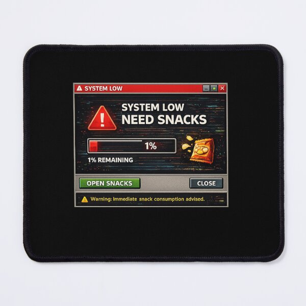 Item preview, System Low Need Snacks Funny Tech Food Design designed and sold by Timeless Junction.