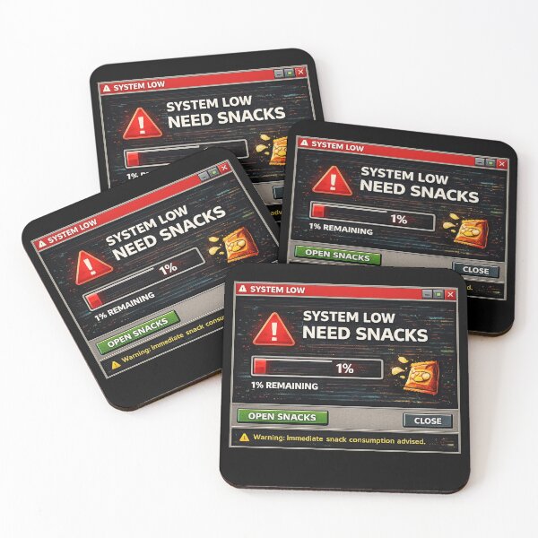 Item preview, System Low Need Snacks Funny Tech Food Design designed and sold by Timeless Junction.