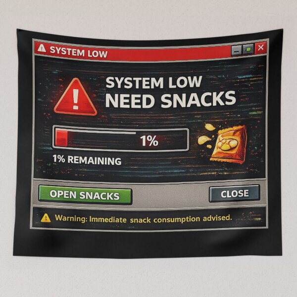 Item preview, System Low Need Snacks Funny Tech Food Design designed and sold by Timeless Junction.