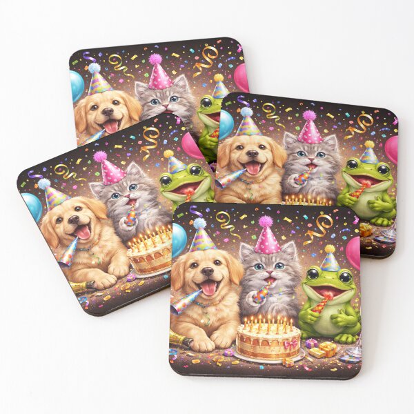 Item preview, Cute Birthday Party Animals with Cake and Balloons designed and sold by CLOUTKULT.