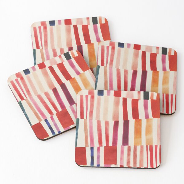 Item preview, Stripe Pattern in Warm Red Pink and Ochre designed and sold by trajeado14.