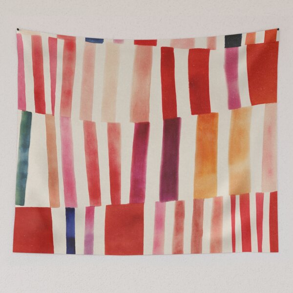 Item preview, Stripe Pattern in Warm Red Pink and Ochre designed and sold by trajeado14.