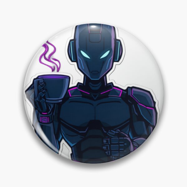Artikelvorschau, Futuristischer KI-Roboter-Kaffee-Aufkleber, Cyberpunk-Neon-Tech-Ästhetik entworfen und verkauft von mrshubmlkra.