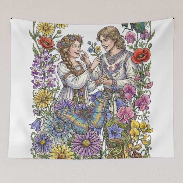 Item preview, A couple in a flower garden designed and sold by PP&RAINBOW SHOP.
