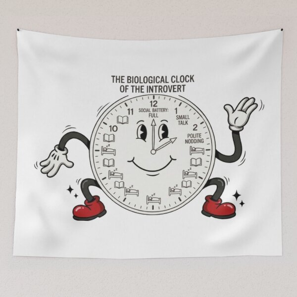 Item preview, Funny Introvert's Biological Clock Retro Cartoon Art designed and sold by PoomDesign.