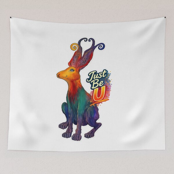 Item preview, Just Be U -Inspirational Mystical Colourful Hare Watercolour Illustration designed and sold by Live Full Colour.