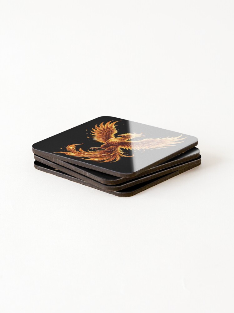 Thumbnail 4 of 5, Coasters (Set of 4), Dark Phoenix Rising designed and sold by Stickersdevelop.