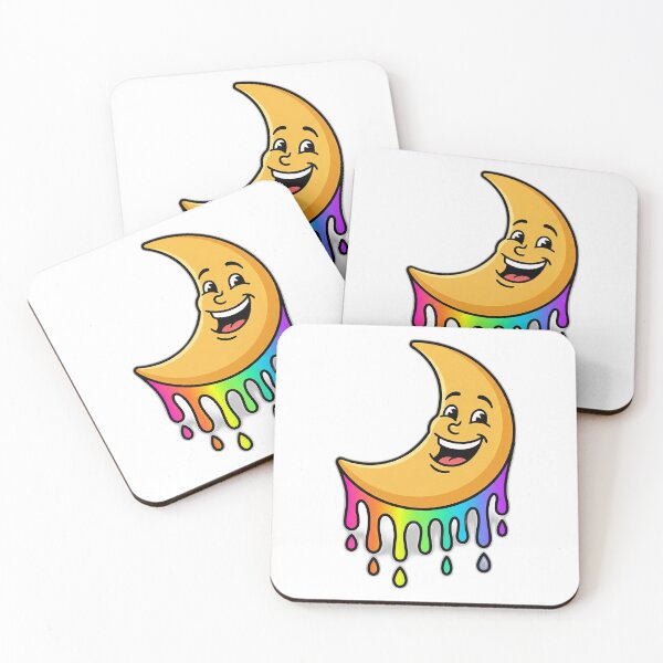 Item preview, Laughing Yellow Moon with Rainbow Drops designed and sold by ALMorgan16.