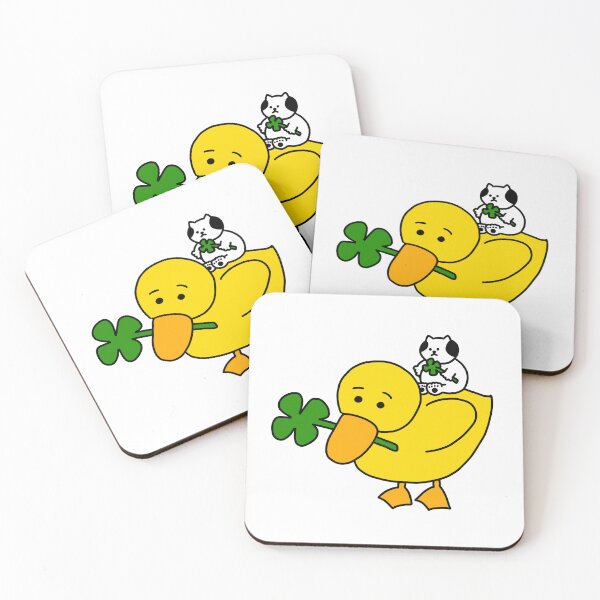 Item preview, a Cat on the duck with four-leaf clovers designed and sold by superbaechoo.