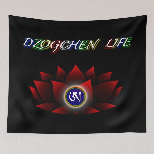 Item preview, Dzogchen Life, Red, Lotus, Ah, Tibetan, Flower, Buddhist, Buddhism, Black Background designed and sold by MayGreenAbgrall.