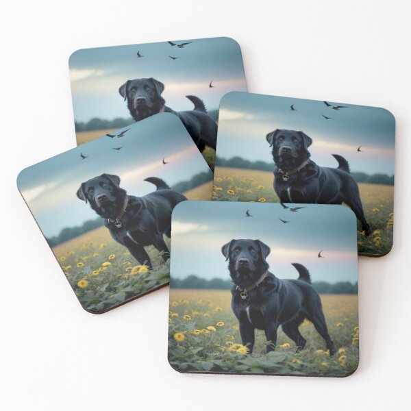 Item preview, Black Labrador in Wildflower Field at Dusk designed and sold by BeautifulVirtues.