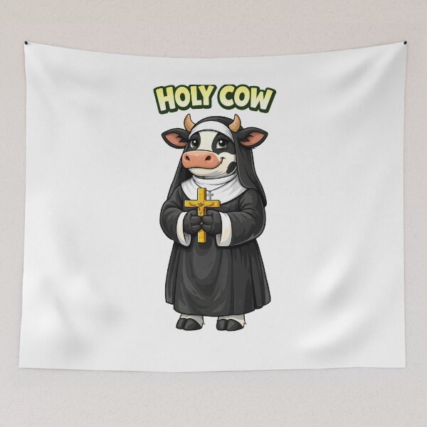 Item preview, Holy Cow Funny Nun Cow Cartoon – Cute Religious Pun Design designed and sold by AuraloomAtelier.
