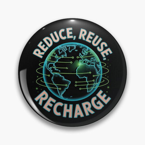 Item preview, Reduce Reuse Recharge — Neon Glow Tech Earth Globe Sustainability Environmental Activist Graphic Tee designed and sold by proearth2022.