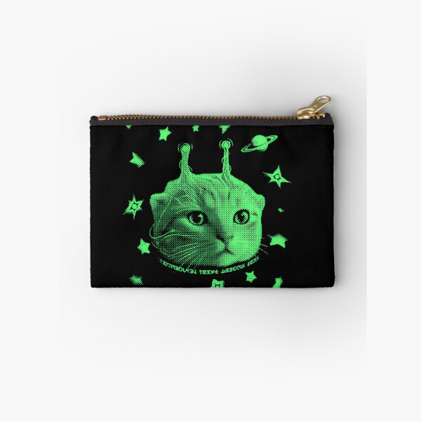 Item preview, Glow Green Alien Cat in Space Halftone Graphic designed and sold by graphixpolash.