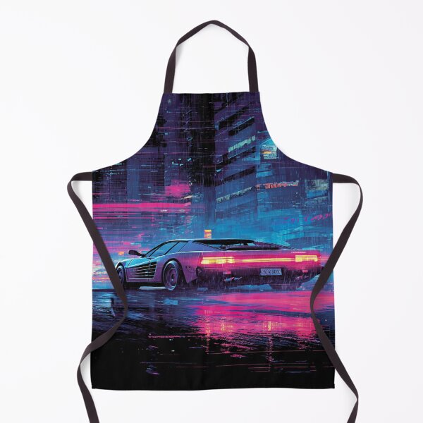 Item preview, Synthwave Sports Car Neon City Rain Retro 80s Drive designed and sold by NicolasGlowArt.