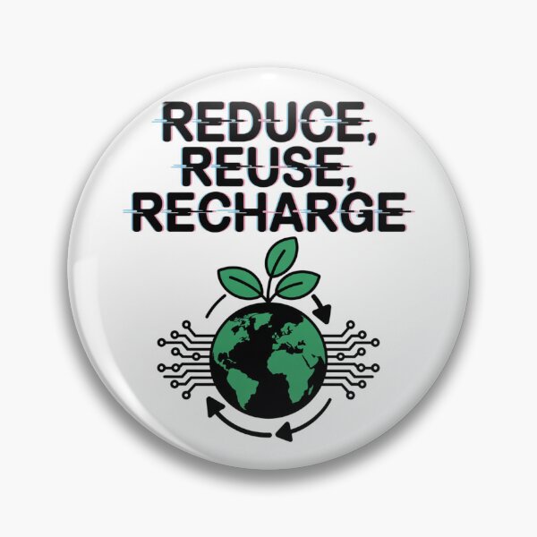 Item preview, Reduce Reuse Recharge — Glitch Text Green Earth Seedling Sustainability Environmental Graphic Tee designed and sold by proearth2022.