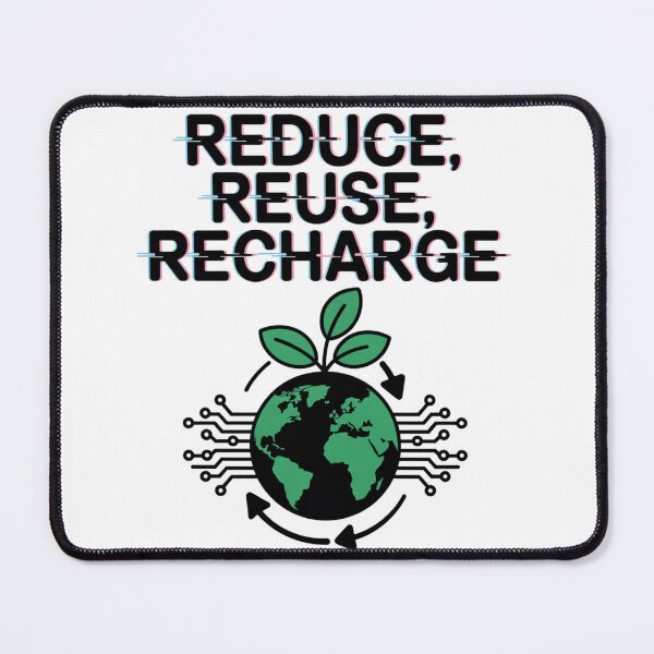 Item preview, Reduce Reuse Recharge — Glitch Text Green Earth Seedling Sustainability Environmental Graphic Tee designed and sold by proearth2022.