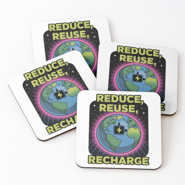 Item preview, Reduce Reuse Recharge — Retro Synthwave Neon Earth Battery Renewable Energy Environmental Graphic Tee designed and sold by proearth2022.