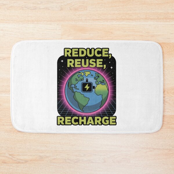 Item preview, Reduce Reuse Recharge — Retro Synthwave Neon Earth Battery Renewable Energy Environmental Graphic Tee designed and sold by proearth2022.