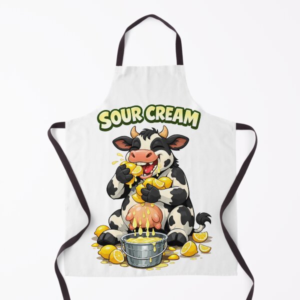 Item preview, Sour Cream Funny Cow Cartoon – Lemon Pun Cute Animal Meme Design designed and sold by AuraloomAtelier.