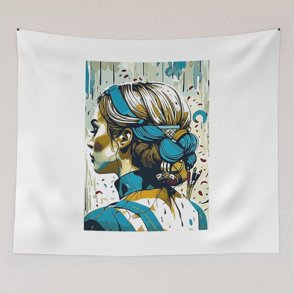 Item preview, The Updo – Elegant Woman Hair Portrait Art Print designed and sold by lapinu.