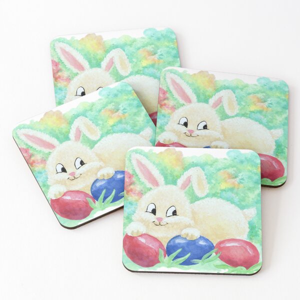 Item preview, Cheerful Bunny and Colorful Eggs designed and sold by Serene Strokes Art.