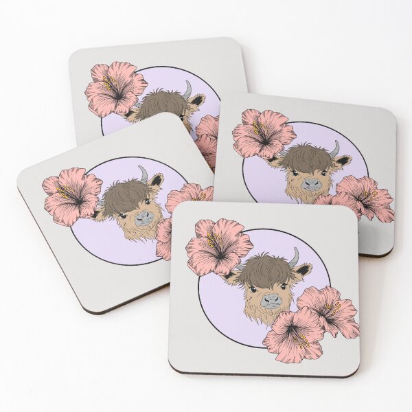Item preview, Minimalistic fluffy cow with flowers designed and sold by Pamelarts.