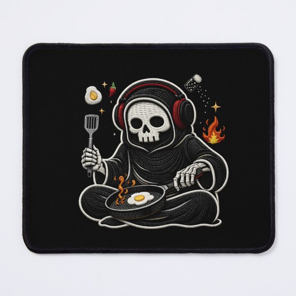 Item preview, Grim Reaper Chef Cooking Mode Cute Gothic Food Embroidery Design designed and sold by ColorSplash123.