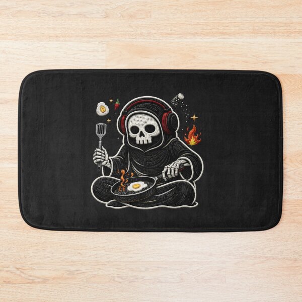 Item preview, Grim Reaper Chef Cooking Mode Cute Gothic Food Embroidery Design designed and sold by ColorSplash123.