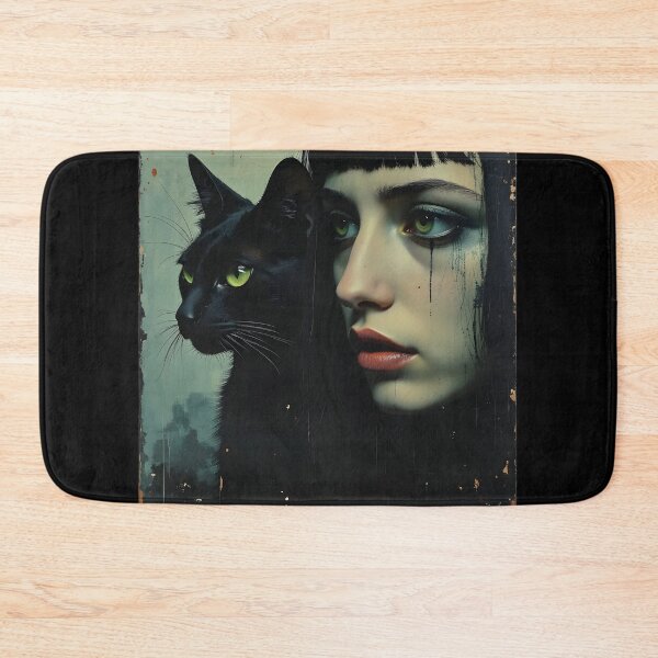 Item preview, Green Eyes - Black Cat and Black Haired Girl with Green Eyes designed and sold by forthecatssake.