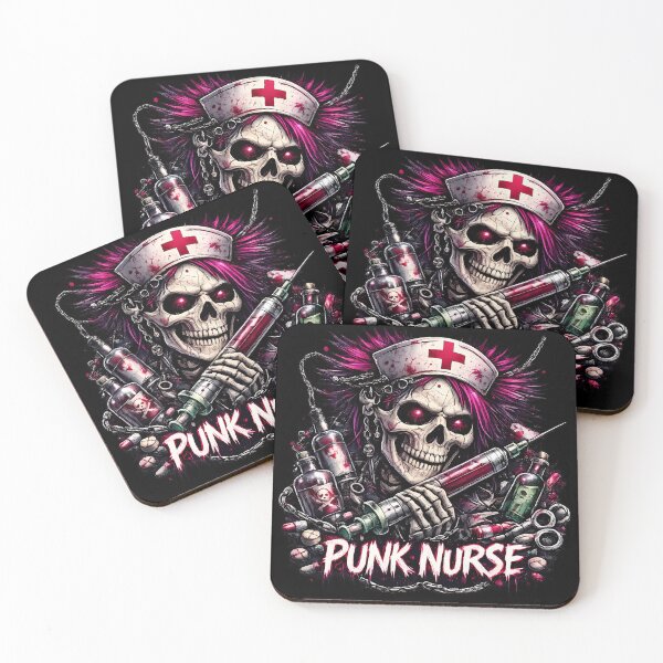 Item preview, Punk Nurse Skull Blood Syringe Medical Horror Art designed and sold by Cat-butt-shirts.