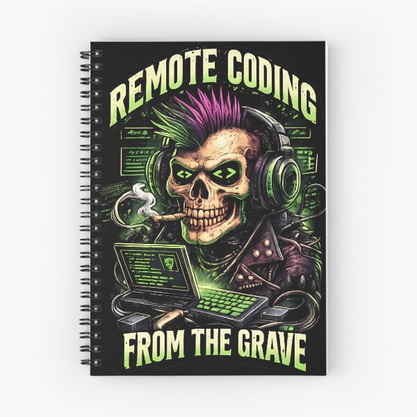 Item preview, Remote Coding From The Grave Punk Hacker Skull designed and sold by Cat-butt-shirts.