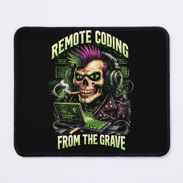 Item preview, Remote Coding From The Grave Punk Hacker Skull designed and sold by Cat-butt-shirts.