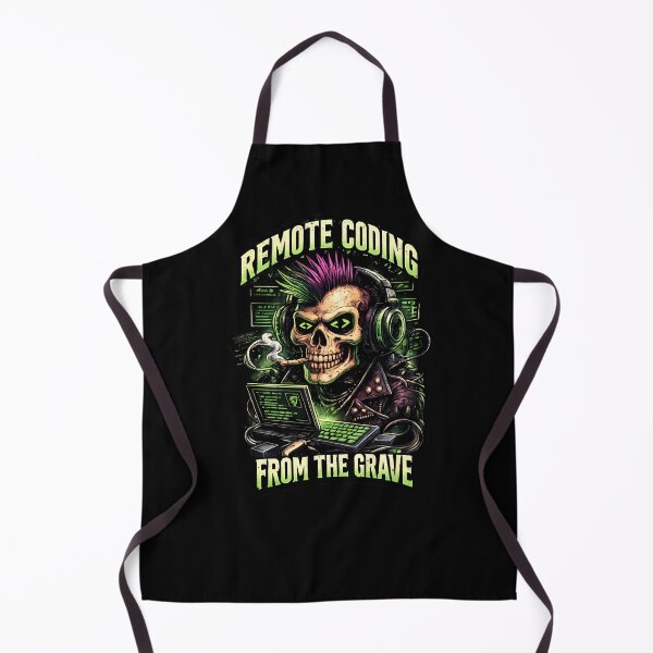 Item preview, Remote Coding From The Grave Punk Hacker Skull designed and sold by Cat-butt-shirts.