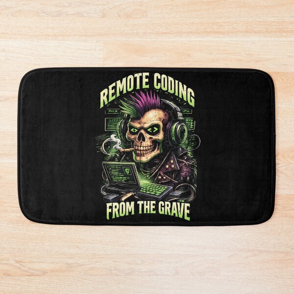 Item preview, Remote Coding From The Grave Punk Hacker Skull designed and sold by Cat-butt-shirts.