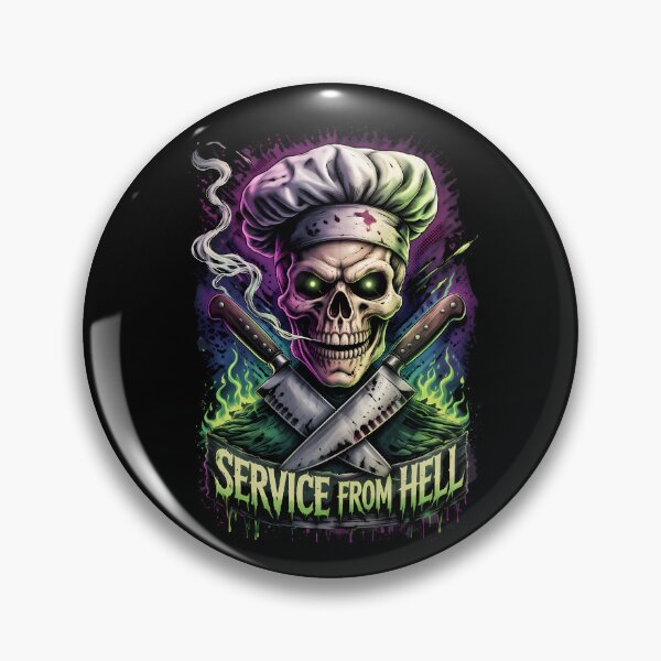 Item preview, Service From Hell Punk Chef Skull Kitchen Horror designed and sold by Cat-butt-shirts.