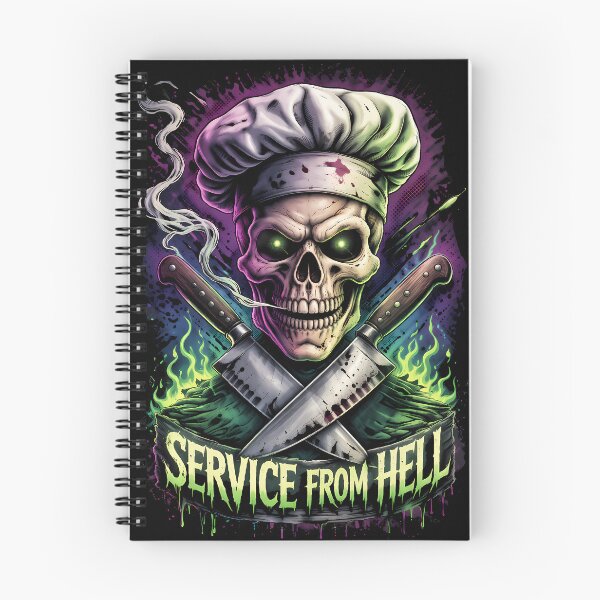 Item preview, Service From Hell Punk Chef Skull Kitchen Horror designed and sold by Cat-butt-shirts.