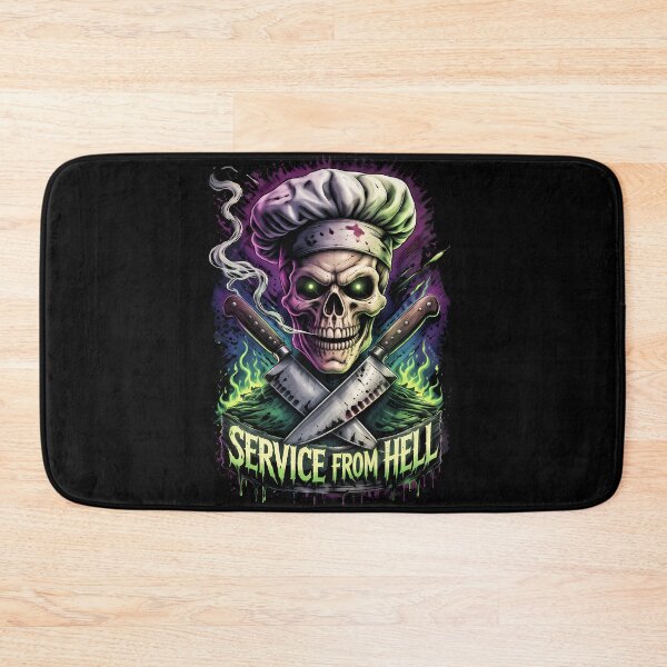 Item preview, Service From Hell Punk Chef Skull Kitchen Horror designed and sold by Cat-butt-shirts.