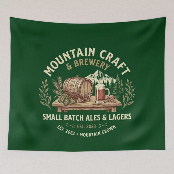 Item preview, Mountain Craft Brewery - Small Batch Ales & Lagers - Vintage Alpine Beer Logo designed and sold by FarDesign.