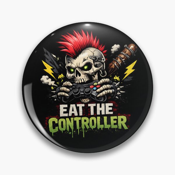 Item preview, Eat The Controller Punk Gamer Skull Rage Quit Art designed and sold by Cat-butt-shirts.