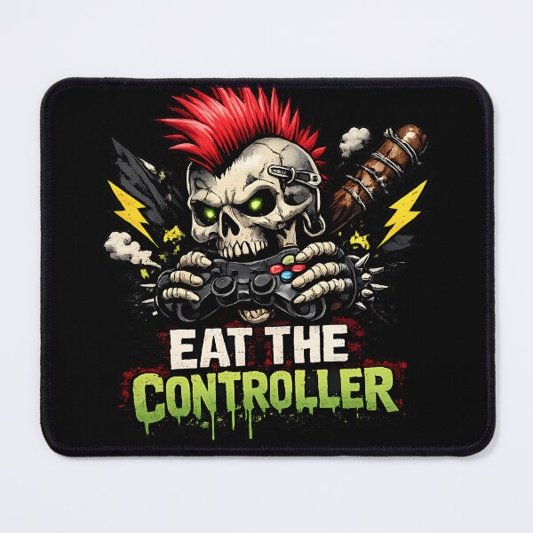 Item preview, Eat The Controller Punk Gamer Skull Rage Quit Art designed and sold by Cat-butt-shirts.