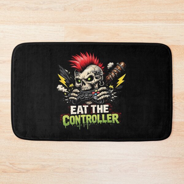 Item preview, Eat The Controller Punk Gamer Skull Rage Quit Art designed and sold by Cat-butt-shirts.