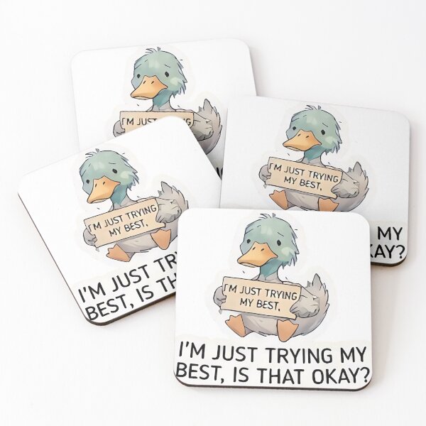 Item preview, Cute Duck I’m Just Trying My Best Sticker – Relatable Mental Health Duck Design designed and sold by M.O.K..