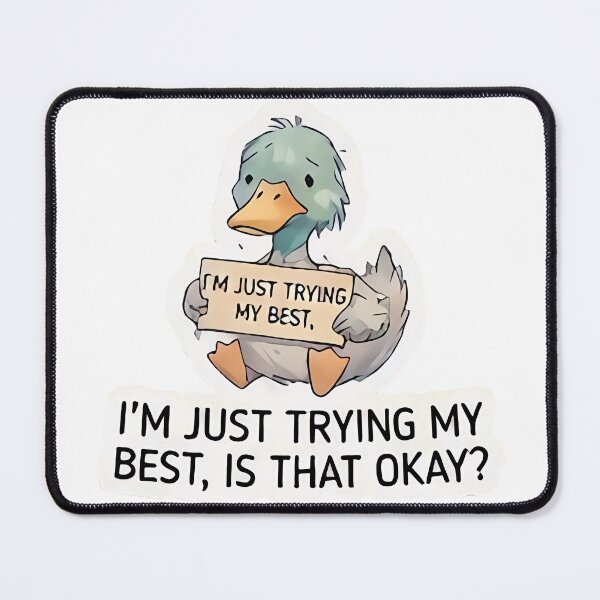 Item preview, Pegatina de pato adorable "Solo estoy haciendo mi mejor esfuerzo" – Diseño de pato con el que es fácil identificarse en temas de salud mental. designed and sold by M.O.K..