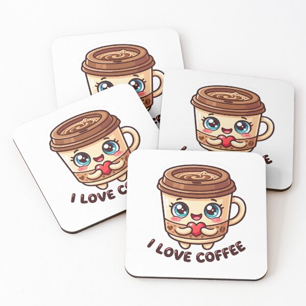 Item preview, I Love Coffee - Kawaii Coffee Cup Character with Heart designed and sold by WowDezign.