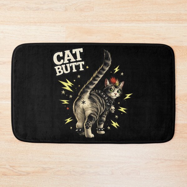 Item preview, Punk Cat Butt Mohawk Kitty Star Anus Joke designed and sold by Cat-butt-shirts.