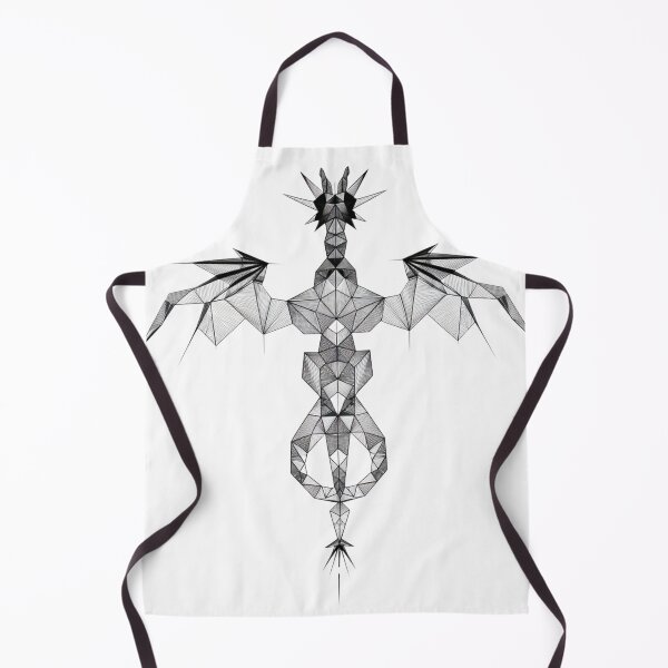 Item preview, Geometric Dragon Symmetric Frontal | Fantasy Black and White Art designed and sold by TypoArtPrints.