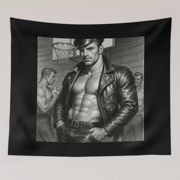 Item preview, Vintage Gay Leather Gym Hall Daddy Defiant Currency Tom of Finland Tribute Gay Pride Graphic Design designed and sold by ItsAKinkThing.
