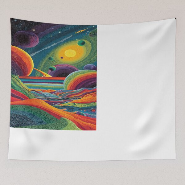 Item preview, Vibrant Cosmic Landscape Pointillism Art designed and sold by NicolasGlowArt.